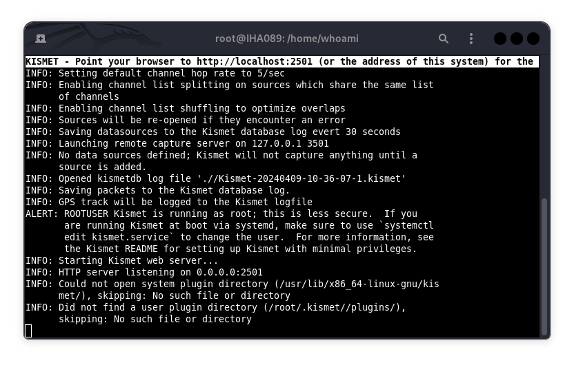 kismet
Kali Linux Wireless Attack Tools