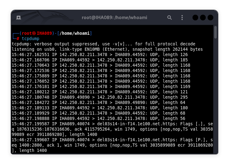 tcpdump capturing data
Kali Linux Wireless Attack Tools
