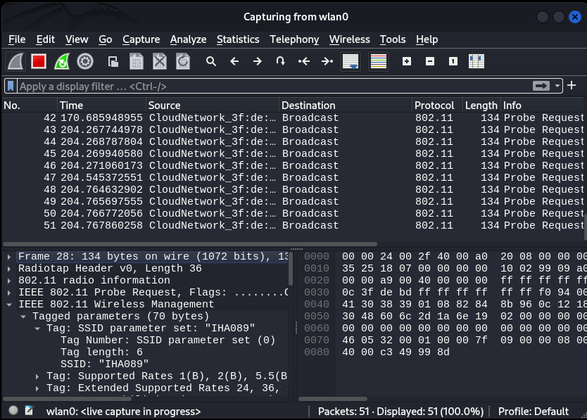 capture data using wireshark
Kali Linux Wireless Attack Tools